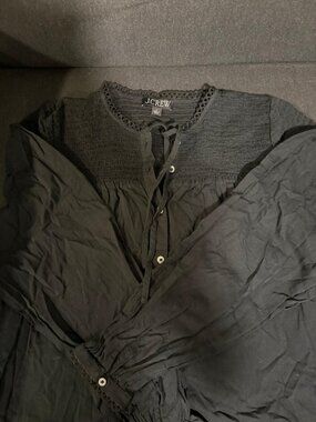 J Crew black smocked top